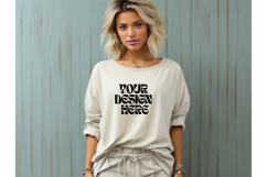 Boho Blank Sweatshirt Model Mockup Soft Cream Color_30 Product Image 1