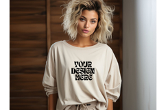 Boho Blank Sweatshirt Model Mockup Soft Cream Color_31 Product Image 1
