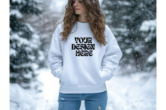 Christmas White Sweatshirt Model Mockup Gildan18000 Oversize Product Image 1