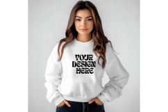 Christmas White Sweatshirt Model Mockup Gildan18000 Oversize Product Image 1