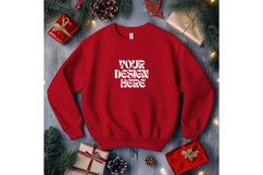 Christmas Red Sweatshirt Model Mockup Gildan 18000 Oversized Product Image 1