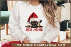 Christmas French Bulldog png, Peeking French bulldog png Product Image 4