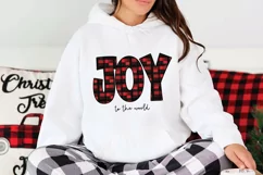 Joy to the World png, Plaid Christmas Joy Letters png Product Image 3