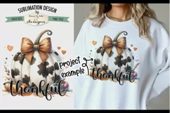 Thankful Cow Print Pumpkin PNG Design for Sublimation DTF Product Image 1