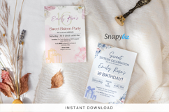 Editable Pink Sweet 16 Birthday Invitation Canva Template Product Image 10