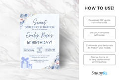 Editable Pink Sweet 16 Birthday Invitation Canva Template Product Image 7