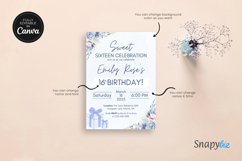 Editable Pink Sweet 16 Birthday Invitation Canva Template Product Image 6