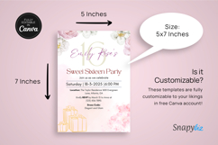 Editable Pink Sweet 16 Birthday Invitation Canva Template Product Image 4