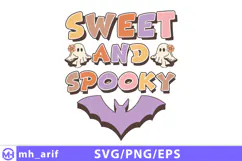 Retro Halloween Sweet and Spooky SVG PNG Design Product Image 1