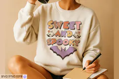 Retro Halloween Sweet and Spooky SVG PNG Design Product Image 3