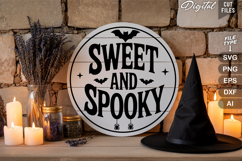Sweet And Spooky SVG File | Halloween Round Sign SVG Product Image 3