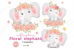 watercolor cute elephant clipart, cute baby animal clipart Product Image 1
