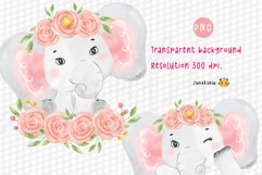 watercolor cute elephant clipart, cute baby animal clipart Product Image 4