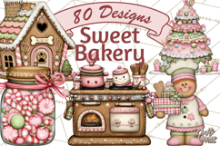 Gingerbread Bakery Clip Art, Sweet Cookie House PNG Product Image 1