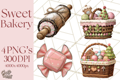 Gingerbread Bakery Clip Art, Sweet Cookie House PNG Product Image 1