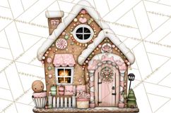 Gingerbread Bakery Clip Art, Sweet Cookie House PNG Product Image 5