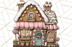 Gingerbread Bakery Clip Art, Sweet Cookie House PNG Product Image 2