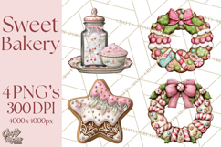 Gingerbread Bakery Clip Art, Sweet Cookie House PNG Product Image 1