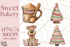 Gingerbread Bakery Clip Art, Sweet Cookie House PNG Product Image 1
