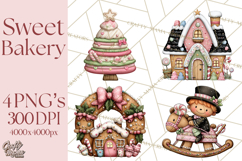 Gingerbread Bakery Clip Art, Sweet Cookie House PNG Product Image 1