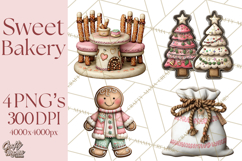 Gingerbread Bakery Clip Art, Sweet Cookie House PNG Product Image 1