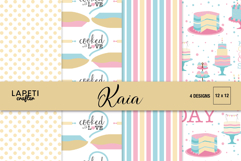 sweet baking digital paper set in pastel colors