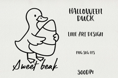 Line Art Cute Halloween Duck | EPS, SVG, PNG Product Image 1