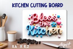 Kitchen cutting board quote Bless this kitchen 3D text Product Image 1