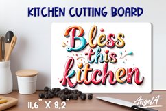 Kitchen cutting board quote Bless this kitchen colorful text Product Image 1