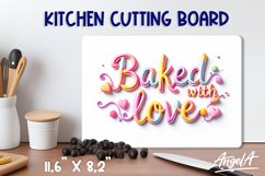 Cutting board sayings Baked with love 3D text sweet font Product Image 1