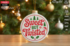 Sweet But Twisted SVG | Christmas Round Sign SVG | Xmas SVG Product Image 1