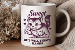 Sweet But Will Throw Hands Cat SVG | Funny Sassy Kitty PNG Product Image 3