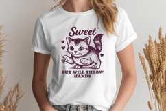 Sweet But Will Throw Hands Cat SVG | Funny Sassy Kitty PNG Product Image 2