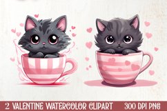 Sweet Cat Valentines Day Clipart, Valentines PNG Product Image 1