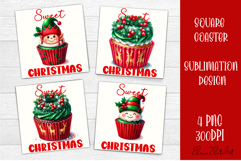 Colorful food square coasters Design, sweet christmas cupcak Product Image 1