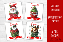 Colorful food square coasters Design, sweet christmas cupcak Product Image 1
