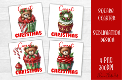 Colorful food square coasters Design, sweet christmas cupcak Product Image 1