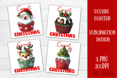 Colorful food square coasters Design, sweet christmas cupcak Product Image 1