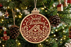 Sweet Christmas Bauble SVG, Layered Laser Cut Wood Design Product Image 2