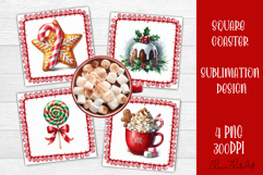 Colorful food square coasters Design, sweet christmas cupcak Product Image 1