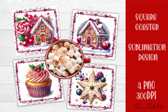 Colorful food square coasters Design, sweet christmas cupcak Product Image 1