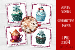 Colorful food square coasters Design, sweet christmas cupcak Product Image 1