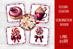 Colorful food square coasters Design, sweet christmas cupcak Product Image 1
