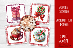 Colorful food square coasters Design, sweet christmas cupcak Product Image 1