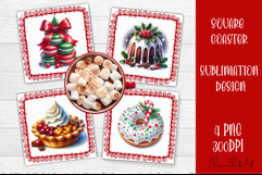Colorful food square coasters Design, sweet christmas cupcak Product Image 1
