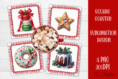 Colorful food square coasters Design, sweet christmas cupcak Product Image 1