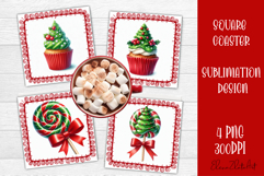 Colorful food square coasters Design, sweet christmas cupcak Product Image 1