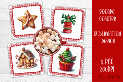 Colorful food square coasters Design, sweet christmas cupcak Product Image 1