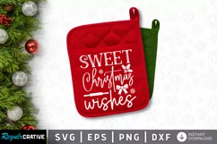 Sweet christmas wishes SVG, Christmas Potholder SVG Design Product Image 1