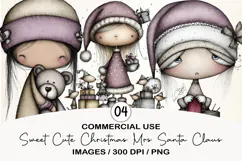 Sweet Cute Christmas Mrs Santa Claus PNG Product Image 1